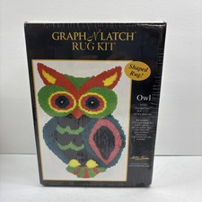 Graph N' Latch Hook Rug Kit Owl Shaped 18.5  X 27  MCG Textiles Yarn Crafts, NEW