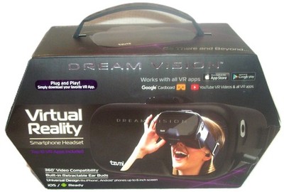 DREAM VISION TZUMI VR VIRTUAL REALITY 360 SMARTPHONE BLACK HEADSET Earbud Includ