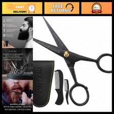5" Beard Mustache Scissors for Men, German Steel, Includes Combs, Grooming Kit