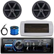 JVC KD-X560BT Single-DIN Marine Stereo W/White Cover, 2x 6.5" 100W Max Speakers
