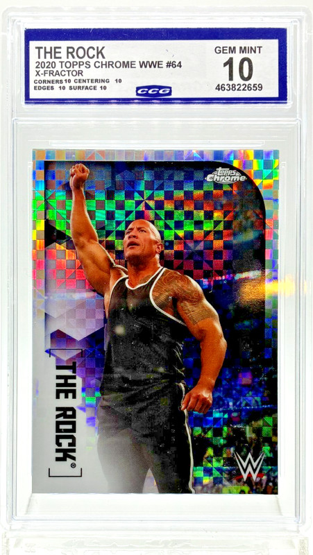 THE ROCK X-FRACTOR GEM MINT (CCG 10) - 2020 Topps Chrome WWE #64