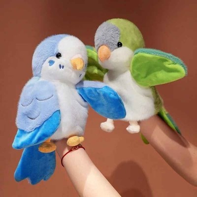 Cute Bird Parrot Hand Puppet Soft Stuffed Fluffy Doll Plush Funny Baby Toy