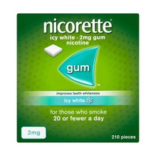 Image of Nicorette 2mg Icy White Gum 210 Pieces Nicotine Replacement for Smoking