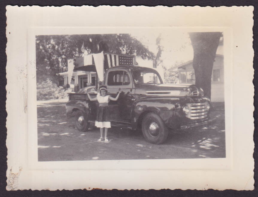 1948-1949-1950 Ford Pickup Truck vernacular snapshot woman in headress