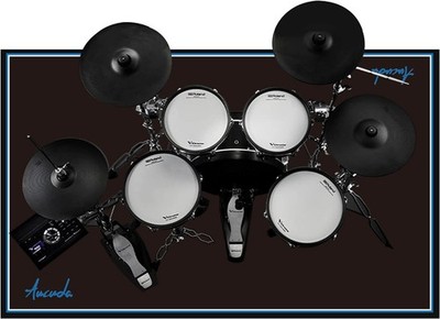 Aucuda Drum Rug Matte, 120x140cm rutschfest 120 x 140 cm (rechteckig), schwarz 