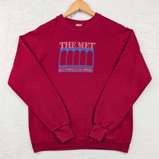 VTG Jerzees Sweatshirt Mens Medium Red The Met Metropolitan Opera Pullover 80s