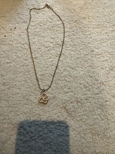 Gold Colour Necklace With Entwined Heart Pendant