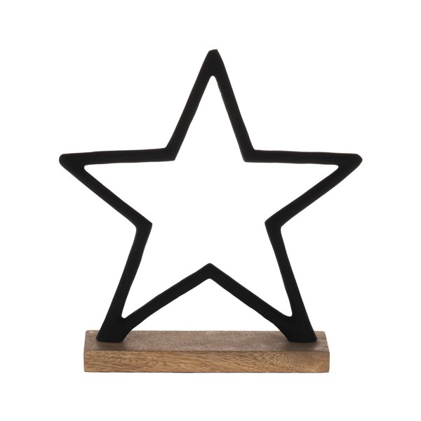 Deko Stern Weihnachtsdeko Fensterbank Tischdeko Schwarz Holz Natur 25X26Cm-image
