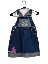 Vintage Charming Kids Denim Overalls With Embroidery 6/6X