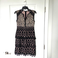 VTG Nanette Lepore Dress Lace & Leopard Romantic Feminine Y2K W 2-NYE SALE