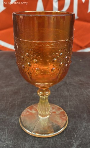 Vintage Marigold Iridescent Carnival Glass Serving Bowl And Goblet Dish Lot Of 4 - Picture 8 of 8