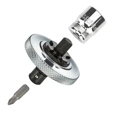 Dual Drive Palm Ratchet Set 1/4" Micro Drive 2Pcs Sockets & Screwdriver Bits