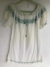 Vintage Hungarian Bohemian Short Sleeve Cotton Embroidered Tunic Top