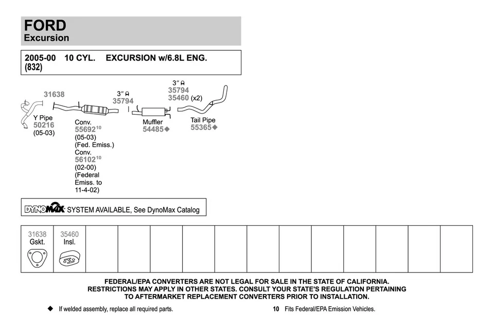 For Ford Excursion 2000-2005 Walker 50216 Aluminized Steel Exhaust Y-Pipe - Imagem 4 de 4