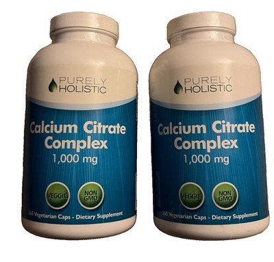 Purely Holistic Calcium Citrate Complex 1000mg Capsules 365 Exp 06/28 2-Pack