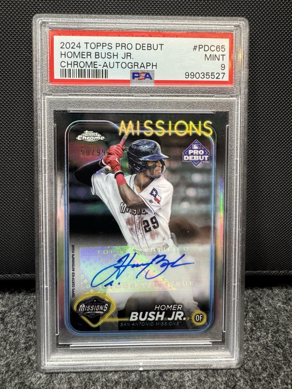 2024 Topps Pro Debut Homer Bush Jr  #PD-65 Chrome /99 Auto PSA 9 Padres