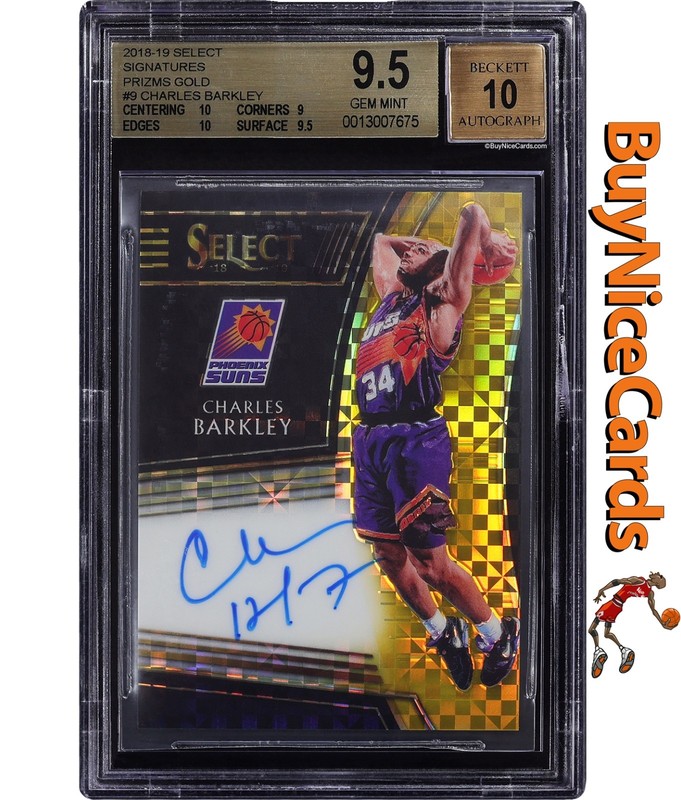 2018-19 Charles Barkley Panini Select Signatures Prizms Gold Auto /10 #9 BGS 9.5