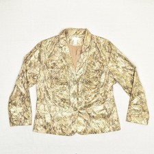 Chico's Women's Three Button Blazer Jacket Animal Print Polyester Beige Size 2