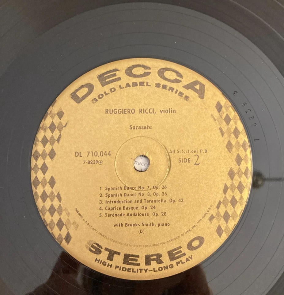 RICCI Plays SARASATE Violin DECCA Gold Label Vinyl Stereo LP DL710044 FREE SHIP - Image 3 of 4