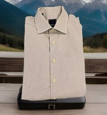 David Donahue long sleeve dress shirt 16.5 34x35 geometric white/blue spread