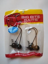 Big Bite Baits Fintwist Head Green Pumpkin 3/8 oz Jigs - 4 Pack