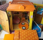 vintage 1973 Barbie Doll House Country Living Home Vinyl   Rooms W/ Furniture