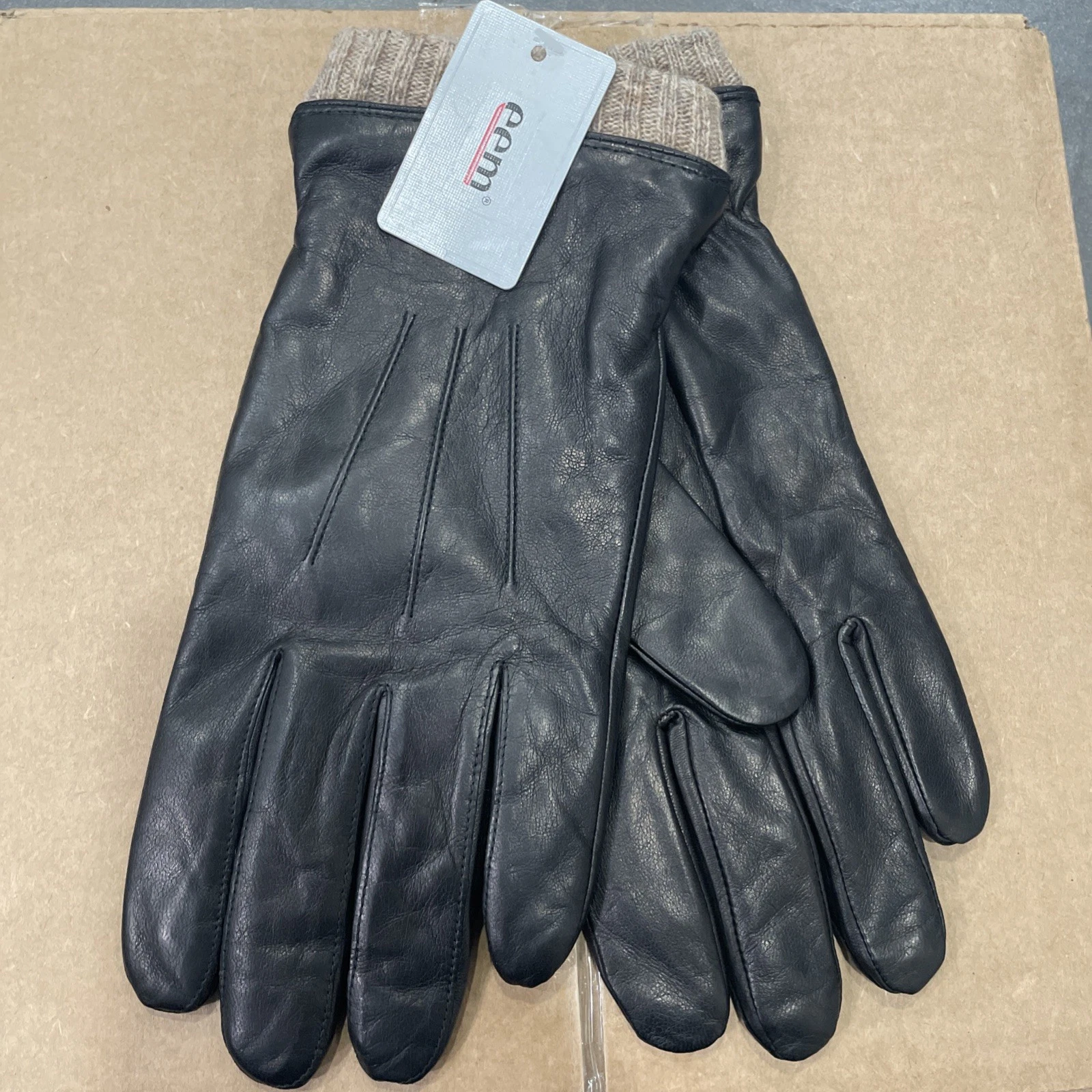 EEM Mens Premium Sheep Leather Fleece Lined Gloves Black XL New