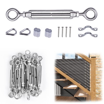 20 Set 1/8'' Cable Railing Hardware Kit Heavy Duty Turnbuckle M5 Eye to Eye fo...