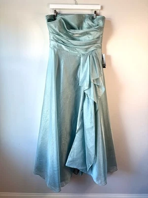 Xscape Strapless Organza Gown Metallic Seafoam 14 - image 1 of 4