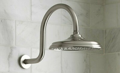 Jado POLISHED CHROME Traditional 8'' Rain Can Showerhead+Shepards Hook Shower Arm
