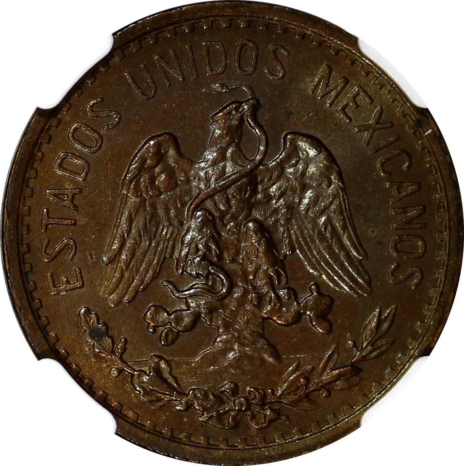 Mexico ESTADOS UNIDOS MEXICANOS 1906 Mo 2 Centavos NGC MS64 BN TONED KM#419 (47) - Image 4 of 4