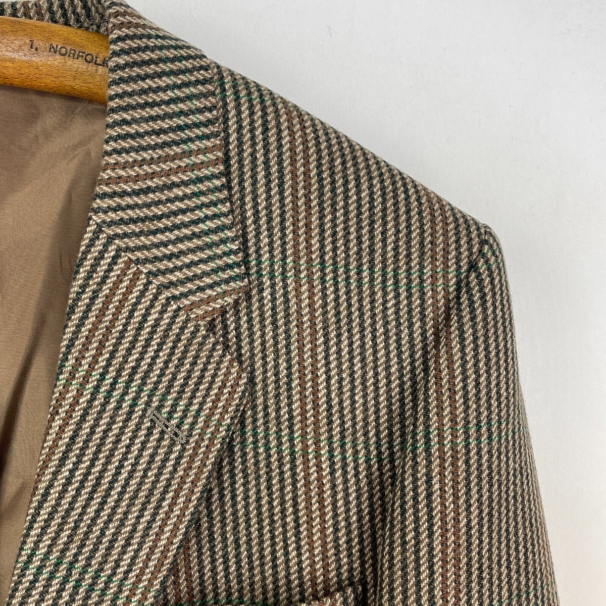 Manteau lainage marron à carreaux, doublé, fabrication française