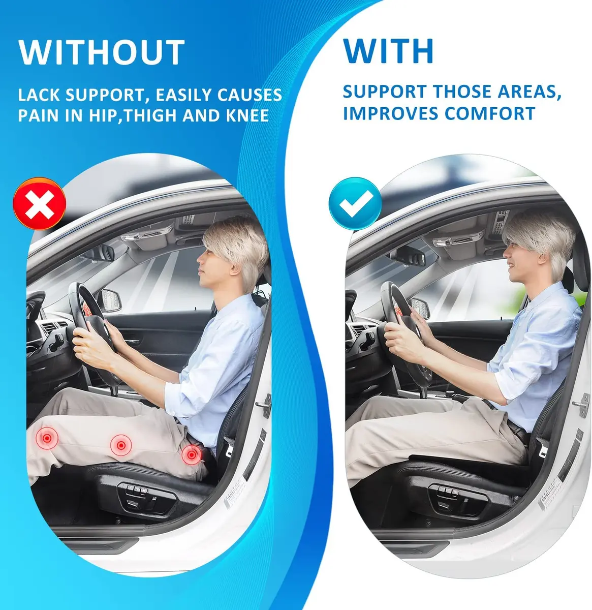 Car Seat Cushion for Car Seat Driver - Memory Foam Car Seat Cushions for  Driving