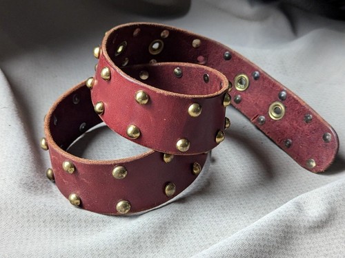 vintage STUDDED handcrafted 38 motorcycle COWHIDE leather belt HIPPIE boho PUNK - Picture 7 of 13