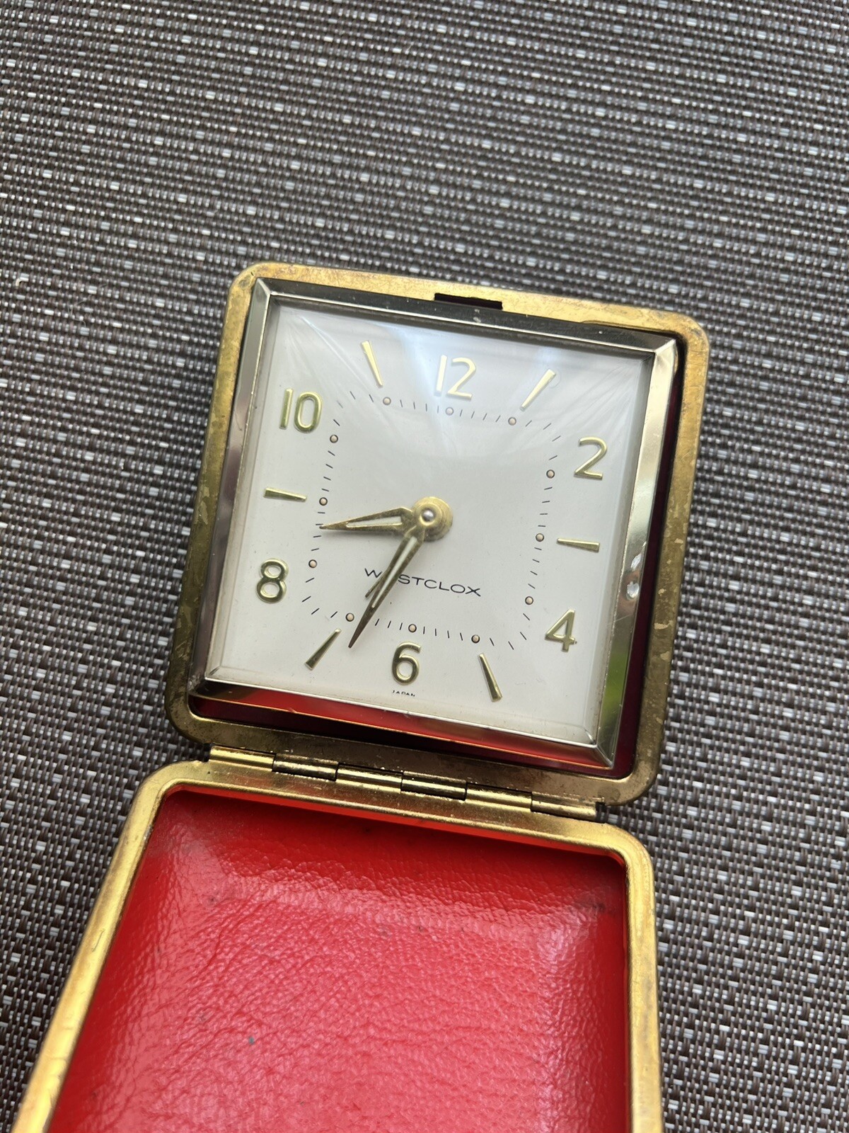 Vintage Westclox Folding Wind Up Travel Alarm Clock-Plastic Case Rare JAPAN