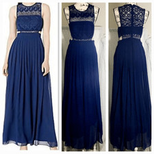 Aidan Mattox Navy Lace Cut-Out Dress Size 6