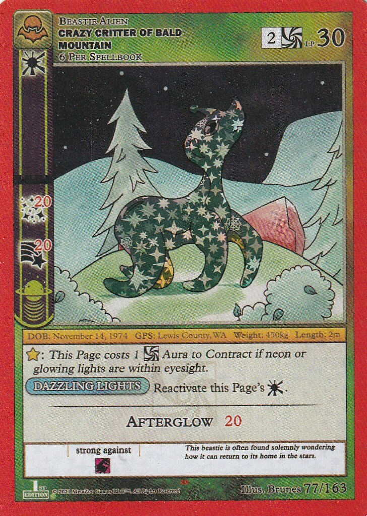 METAZOO 1ST EDITION - CRAZY CRITTER OF BALD MOUNTAIN - REVERSE