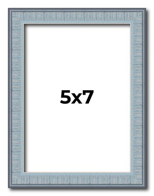 5x7 Frame Blue Scuffed Farm Board Solid Wood Picture Frame Width 0.75 Inches | I