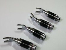 4x Pure Copper Rhodium Carbon Fiber Spade Plug Speaker Cable Connector