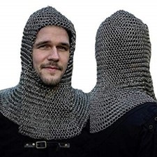 A 1 Round Riveted With Flat Washer Chain mail Halloween 9 mm Medieval Coif /Hood