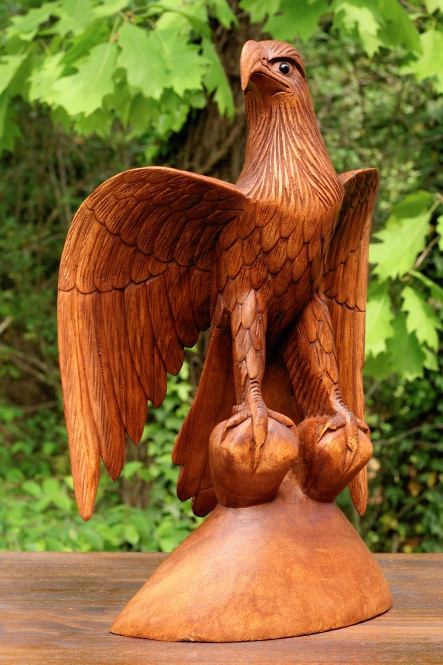Estatuilla de águila americana hecha a mano de madera grande de 16" tallada a mano Foto 3 de 4
