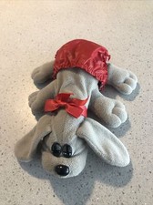 Pound Puppies Gray 1985 Tonka 8  Plush Stuffed Animal Puppy Vintage, Red Diaper