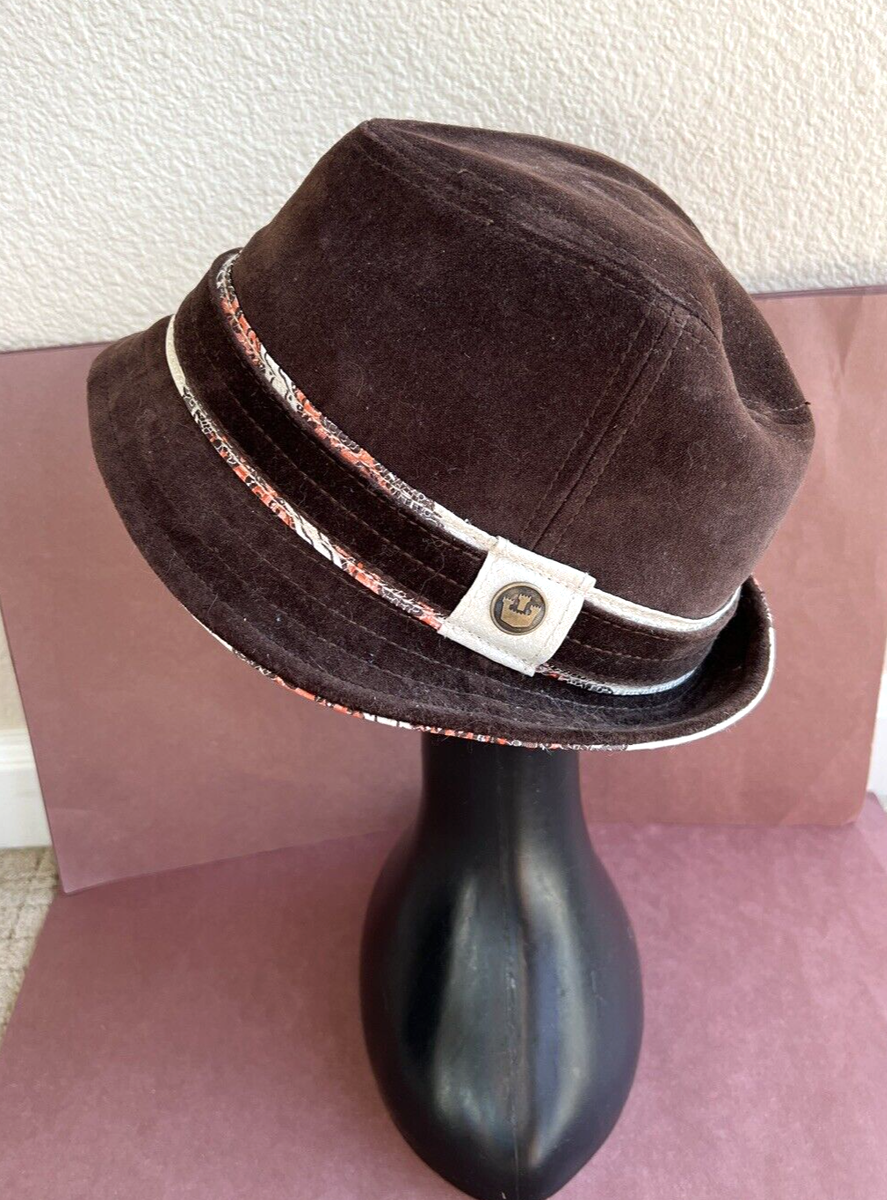 Goorin Bros Brown Velvet Fedora Hat with Multi Colored Band  display picture 1