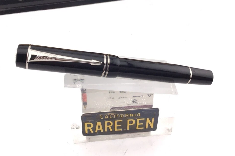 Pluma Estilográfica PARKER DUOFOLD DEMI NEGRA Borde Platino 18K Med Nueva en Caja NUEVA SIN CAJA Foto 2 de 4