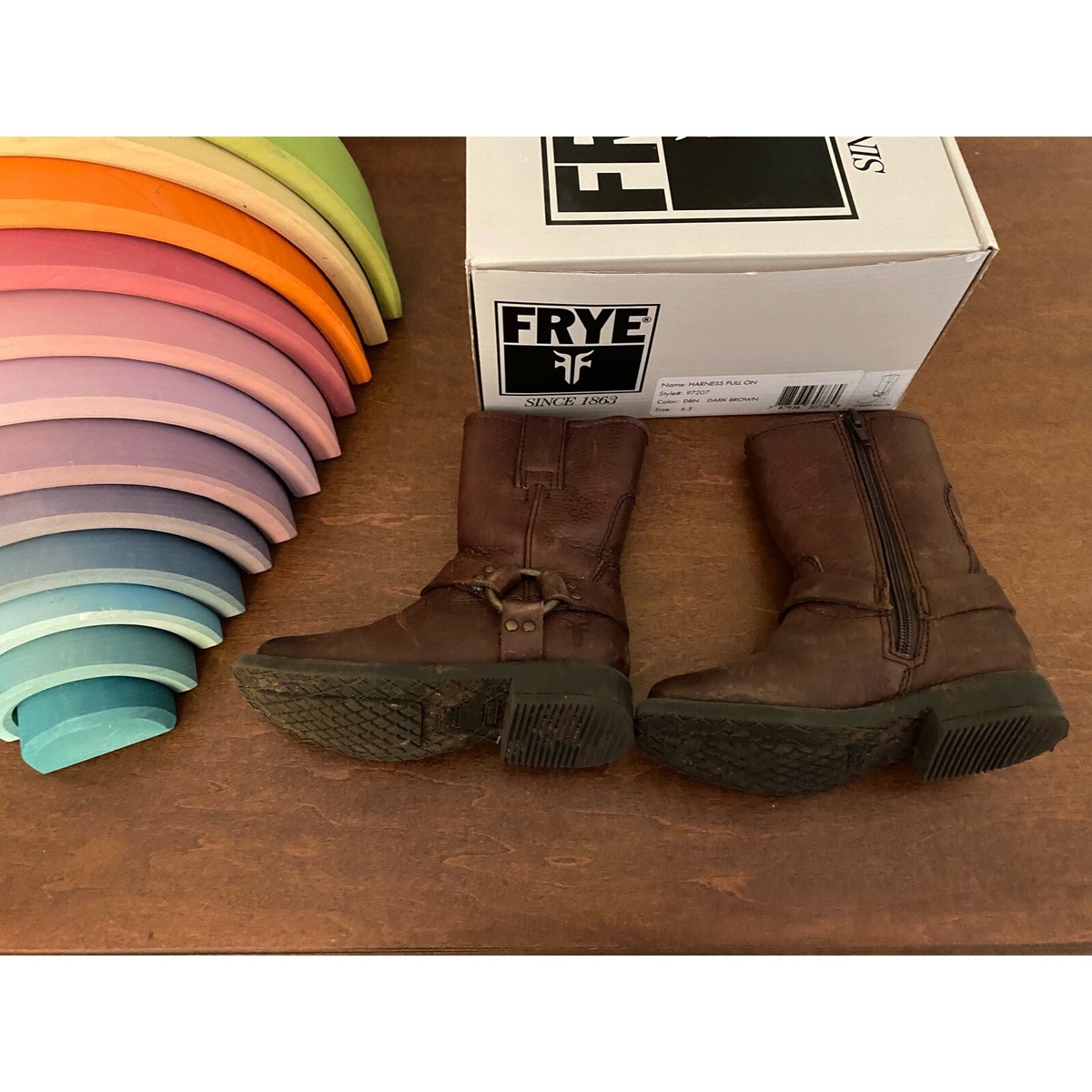Toddler FRYE Brown Leather Harness Western Boots Size : 6.5