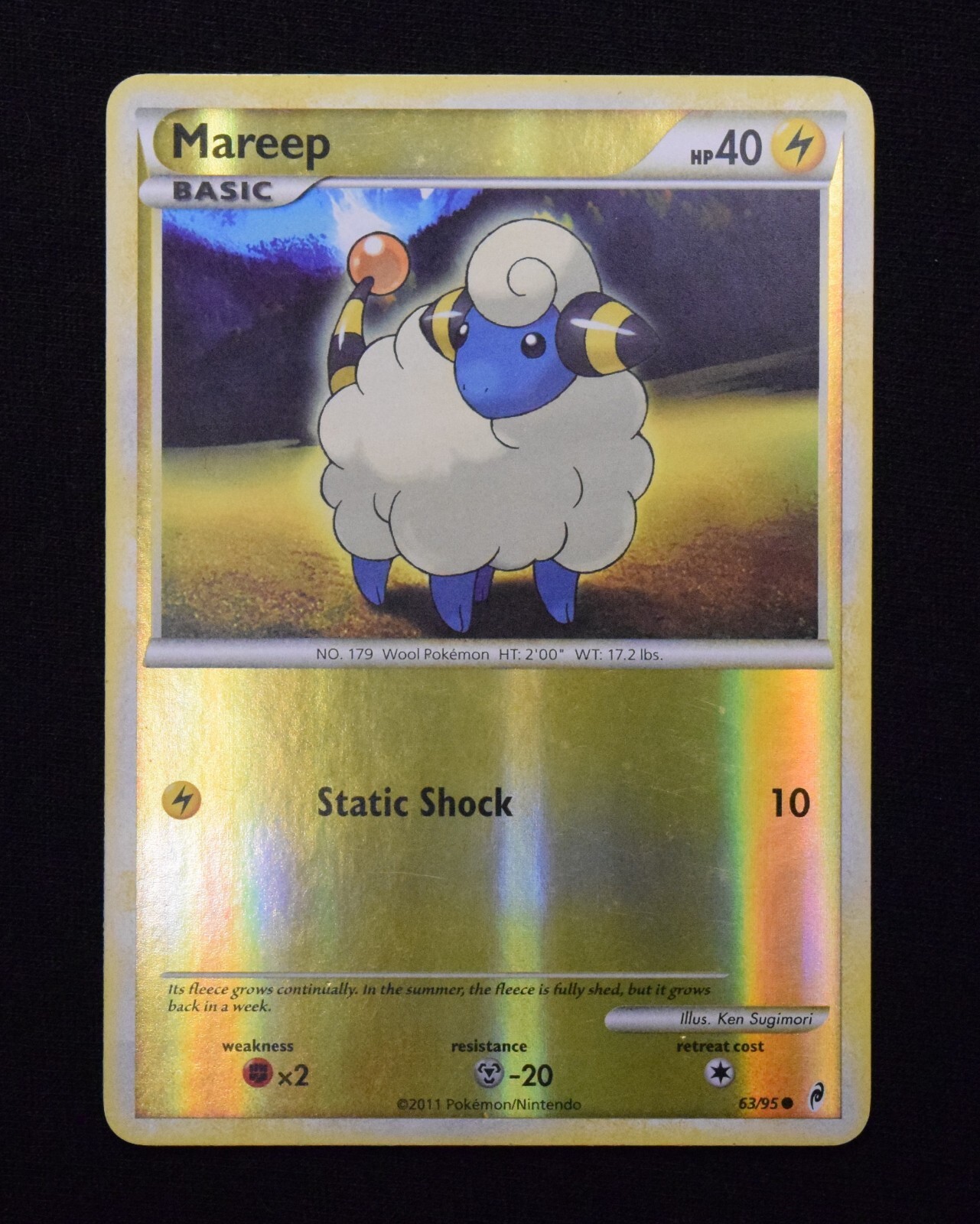 Pokemon TCG Mareep 63/95 2011 Call of Legends Reverse Holo Common Card - LP