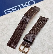 Matte single keeper vintage Seiko watch 18mm lizard grain band 1950s RGP buckle