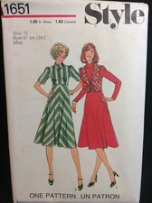 Pattern Style 1651, misses’ retro 70s dresses, size 12