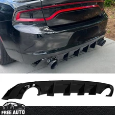 Fit 15-23 Dodge Charger Base SXT Rear Bumper Diffuser Lip Gloss Black PP