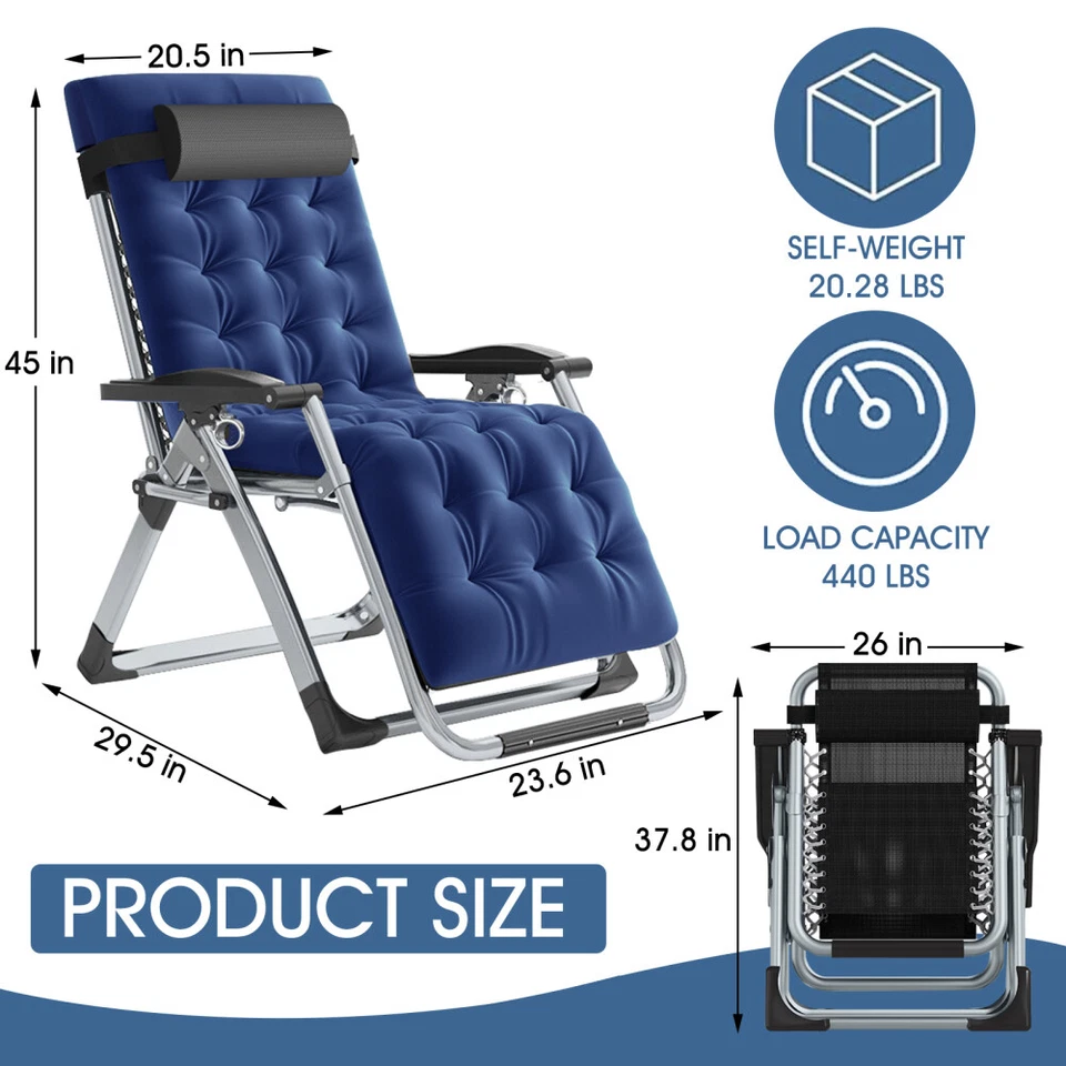 Juego de 2 sillas SLSY gravedad cero, almohadilla reclinable para reposacabezas tumbona salón Foto 2 de 4